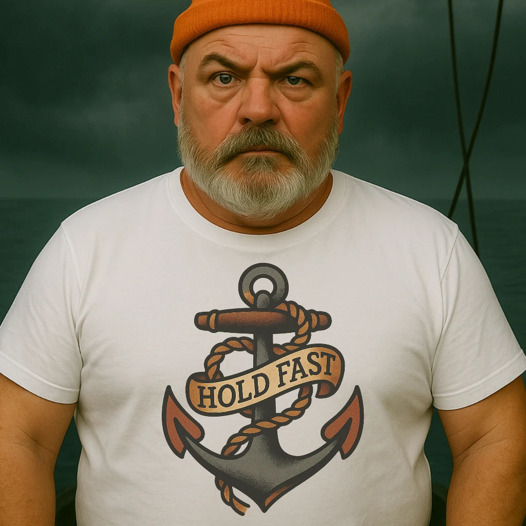 AtSea Hold Fast Anchor Tattoo Art T-Shirt – Regular Fit | Graphic Oceanware