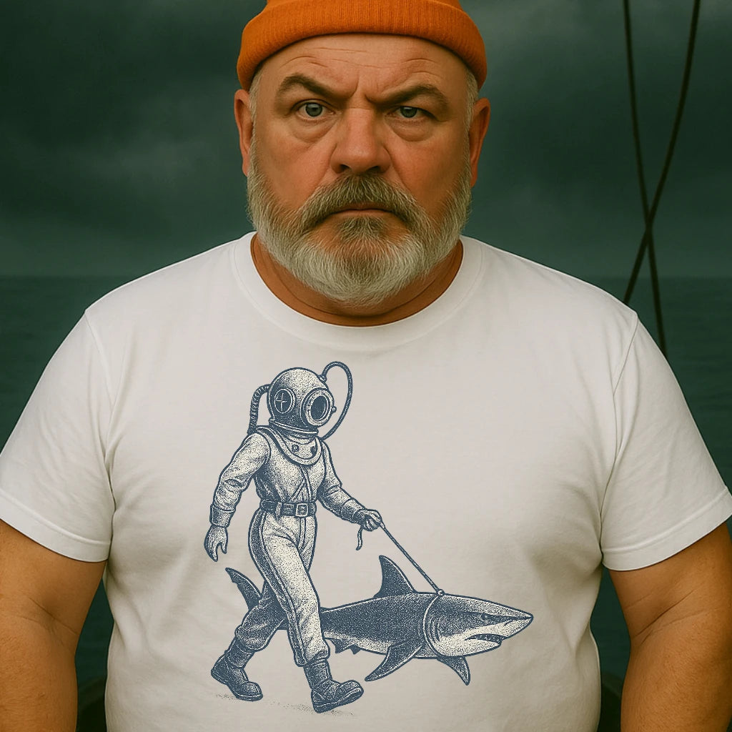 AtSea Defiant Diver Walking Shark T-Shirt – Regular Fit | Graphic Oceanware