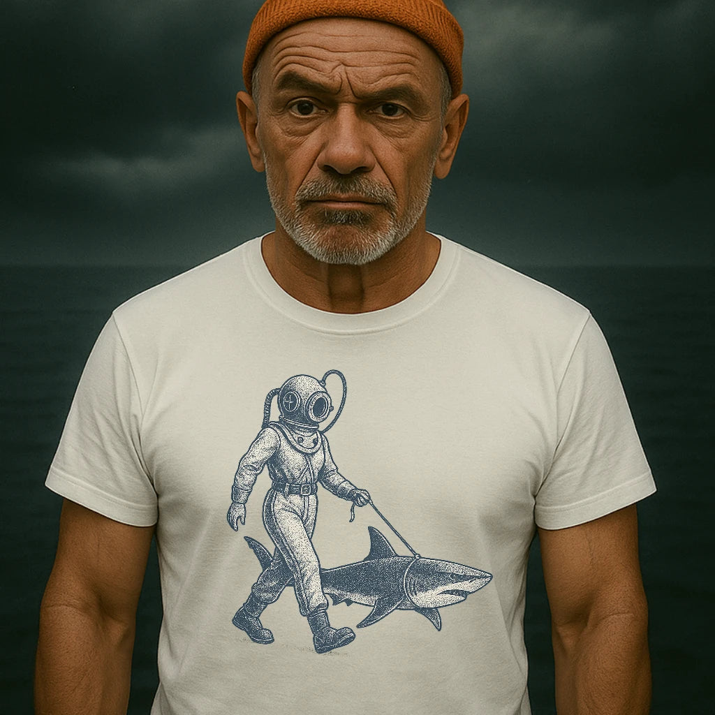 AtSea Defiant Diver Walking Shark T-Shirt – Regular Fit | Graphic Oceanware