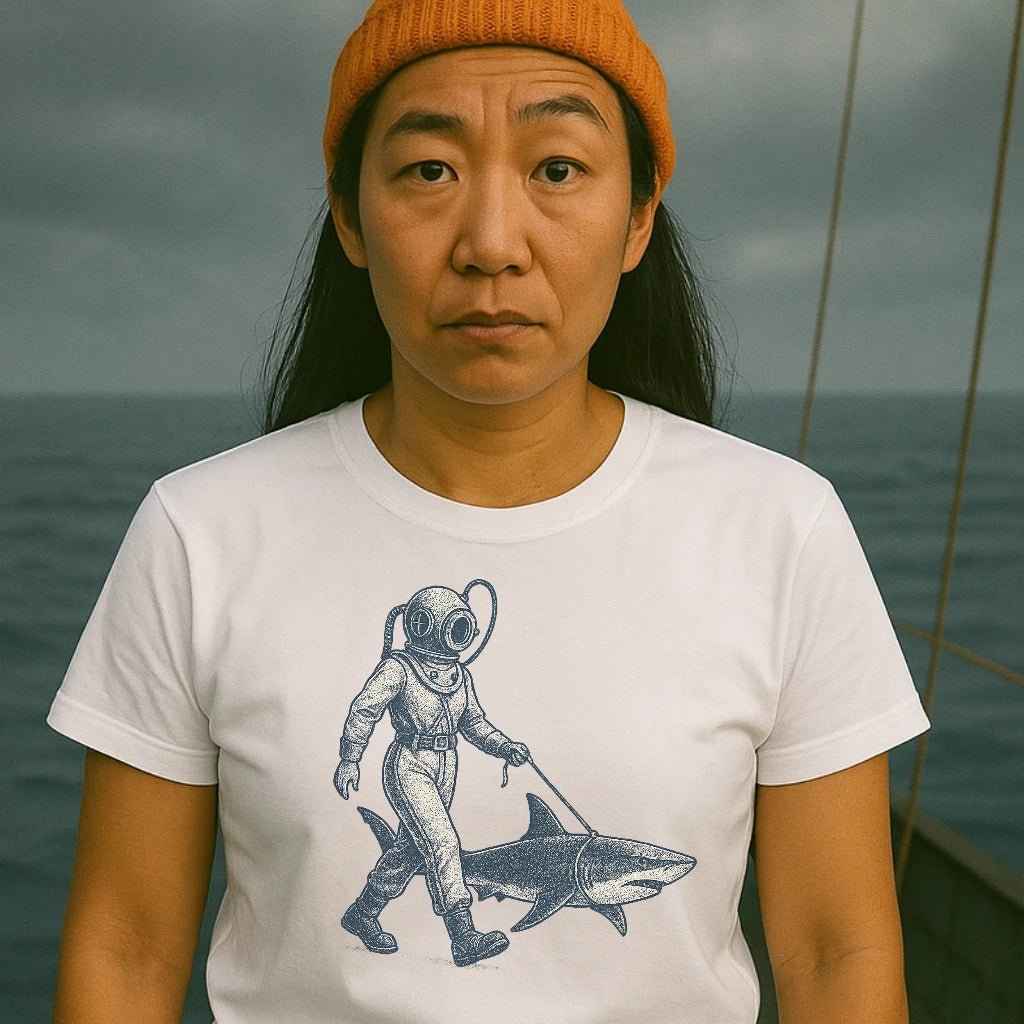 AtSea Defiant Diver Walking Shark T-Shirt – Regular Fit | Graphic Oceanware