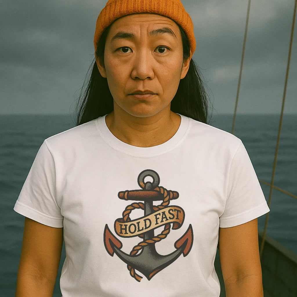 AtSea Hold Fast Anchor Tattoo Art T-Shirt – Regular Fit | Graphic Oceanware