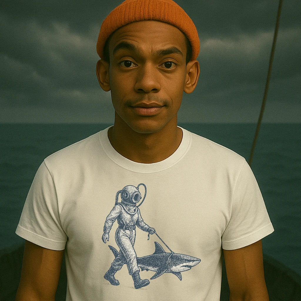 AtSea Defiant Diver Walking Shark T-Shirt – Regular Fit | Graphic Oceanware