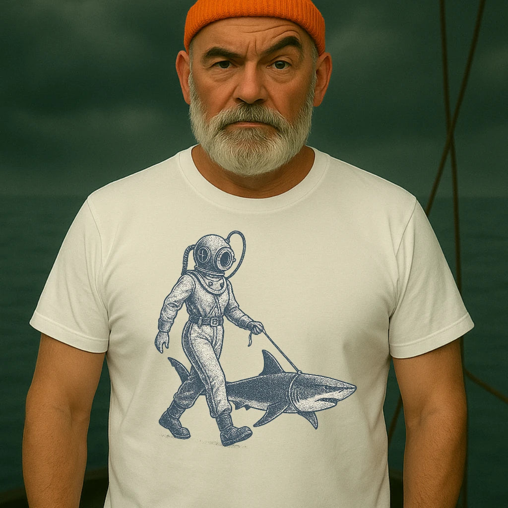 AtSea Defiant Diver Walking Shark T-Shirt – Regular Fit | Graphic Oceanware